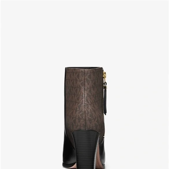Michael Kors Black and Brown Boots with Gold Zipper - Picture 5 of 7